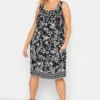 YOURS Curve Black Floral Midi Dress