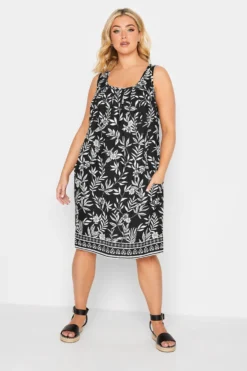 YOURS Curve Black Floral Midi Dress