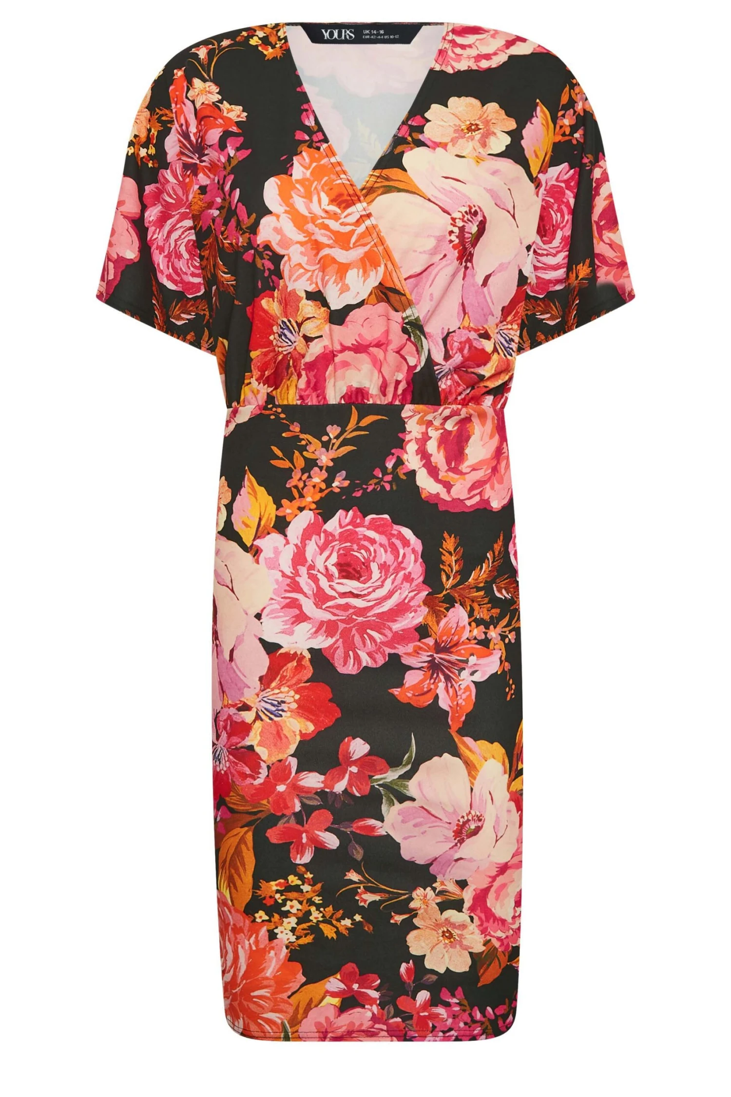 YOURS PETITE Curve Black Floral Wrap Midi Dress 5 YOURS PETITE Curve Black Floral Wrap Midi Dress - Image 5