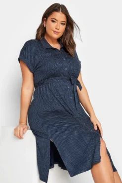 YOURS Curve Navy Blue Polka Dot Split Hem Shirt Dress 8 YOURS Curve Navy Blue Polka Dot Split Hem Shirt Dress -Outlet Stylo Wise Store 9360d71c f35b 44 301973 D scaled