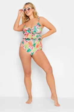 YOURS Curve Orange Tropical Print Bikini Briefs