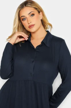 YOURS Curve Navy Blue Aztec Print Midi Shirt Dress -Outlet Stylo Wise Store 946b2847 651c 4e 301161 D scaled