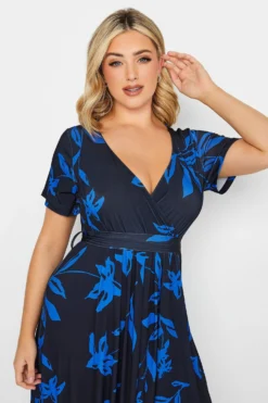 YOURS Curve Cobalt Blue Leaf Print Maxi Wrap Dress 8 YOURS Curve Cobalt Blue Leaf Print Maxi Wrap Dress -Outlet Stylo Wise Store 947f283c d8a8 45 302159 D scaled