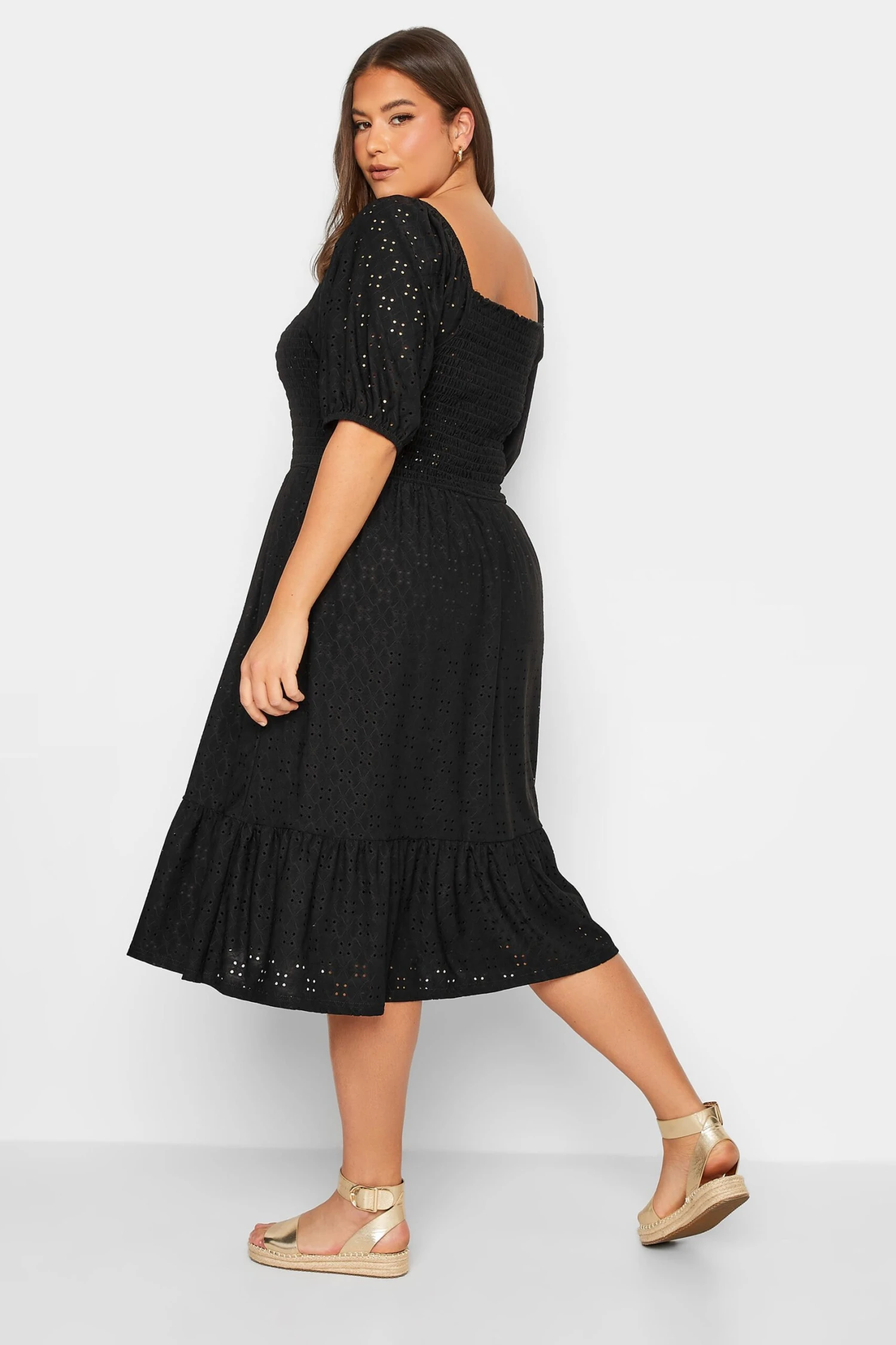 YOURS Curve Black Shirred Midaxi Dress 2 YOURS Curve Black Shirred Midaxi Dress - Image 2