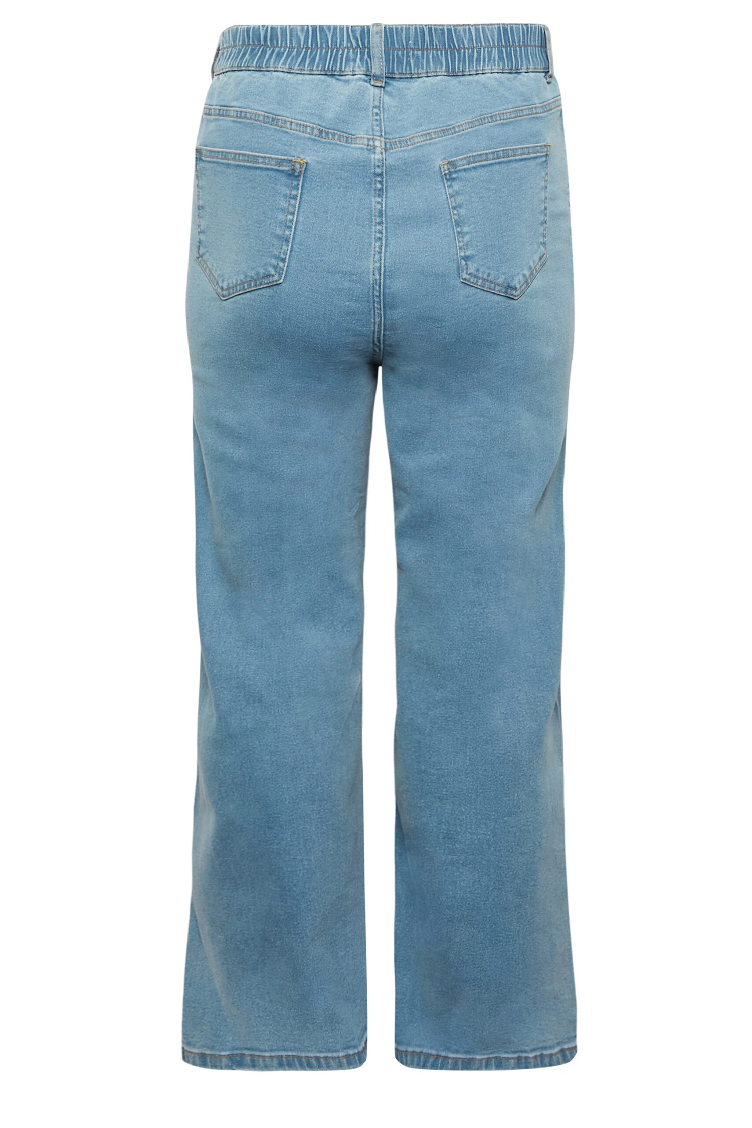 YOURS Curve Light Blue Elasticated Waist Stretch Wide Leg Jeans 5 YOURS Curve Light Blue Elasticated Waist Stretch Wide Leg Jeans - Image 5