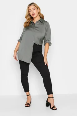 YOURS Curve Grey Satin Shirt