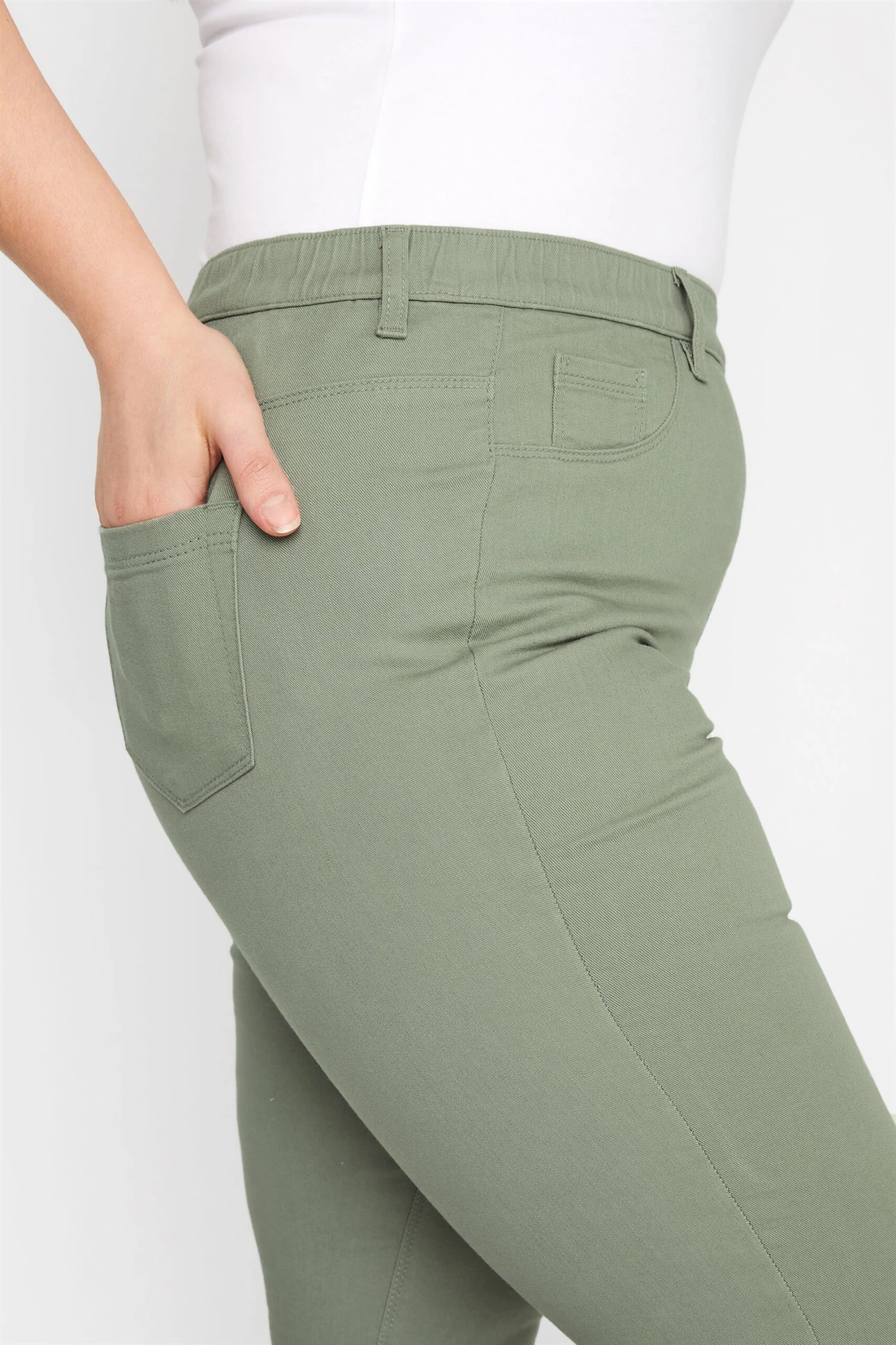 YOURS FOR GOOD Curve Khaki Green Stretch GRACE Jeggings 2 YOURS FOR GOOD Curve Khaki Green Stretch GRACE Jeggings - Image 2