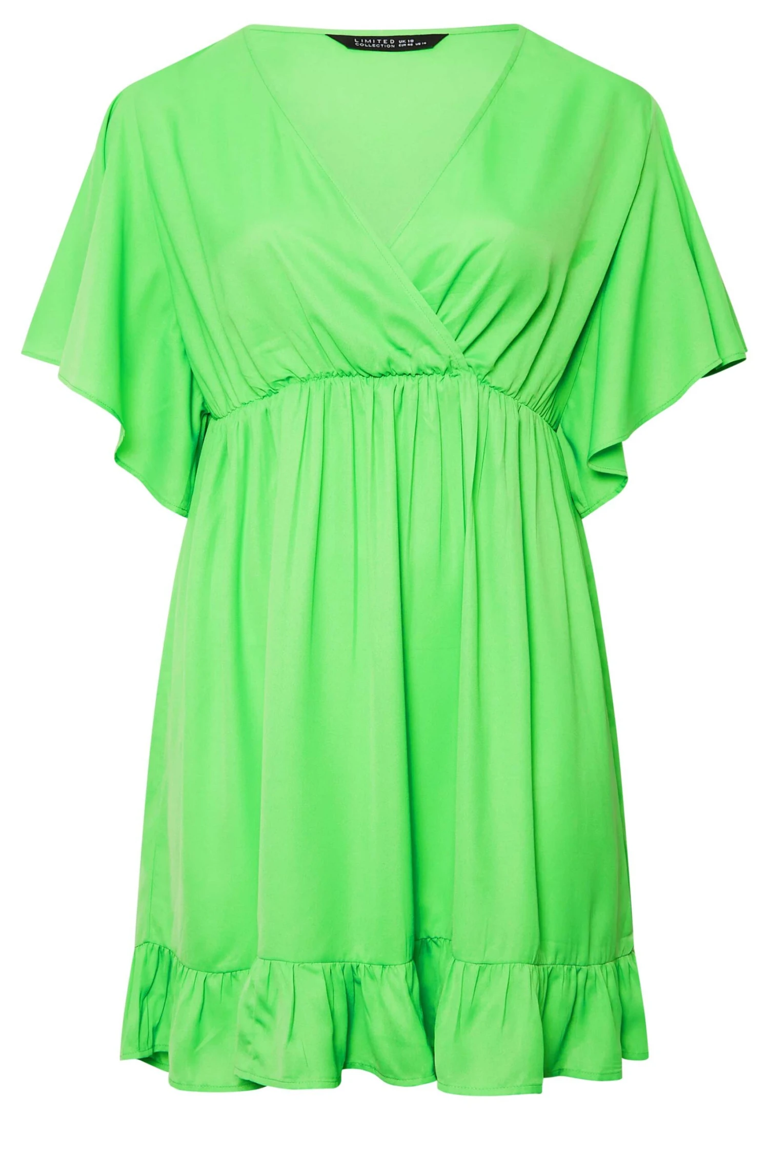 LIMITED COLLECTION Curve Green Frill Sleeve Wrap Tunic Dress 6 LIMITED COLLECTION Curve Green Frill Sleeve Wrap Tunic Dress - Image 6