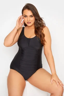 YOURS Curve Black Ruched Mesh Tummy Control Swimsuit -Outlet Stylo Wise Store 9af52ba3 b172 4e 150098 A scaled