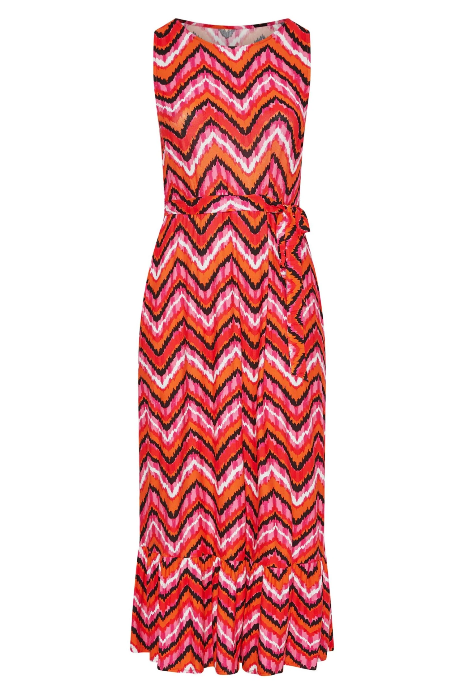 YOURS LONDON Curve Orange Geometric Print Tiered Maxi Dress 5 YOURS LONDON Curve Orange Geometric Print Tiered Maxi Dress - Image 5