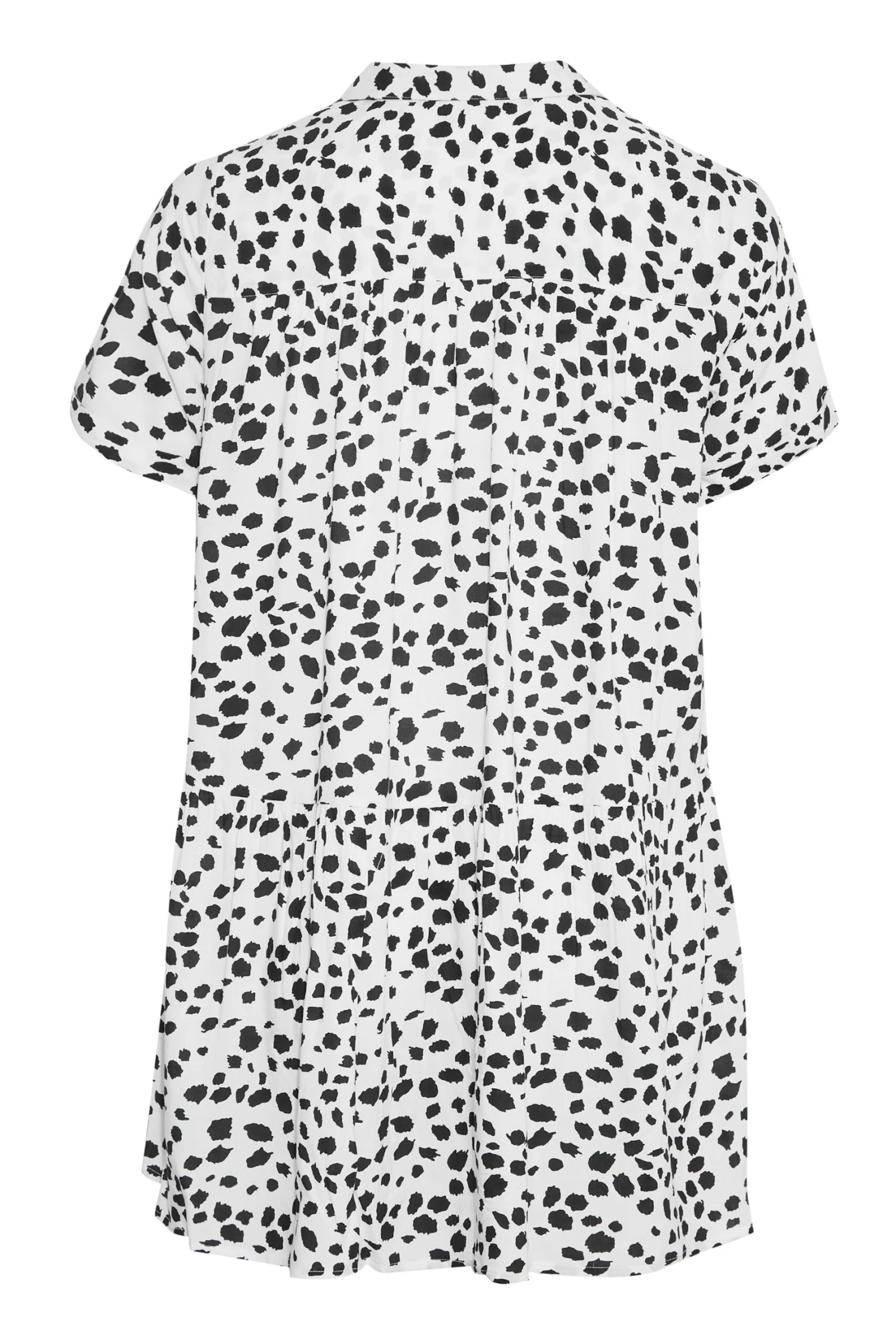 YOURS Curve White Dalmatian Print Tiered Short Sleeve Shirt 6 YOURS Curve White Dalmatian Print Tiered Short Sleeve Shirt - Image 6
