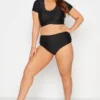 YOURS Curve Black Ruched Bikini Crop Top