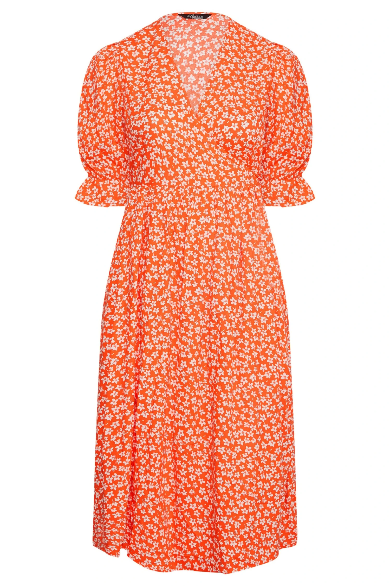 LIMITED COLLECTION Curve Orange Ditsy Wrap Dress 5 LIMITED COLLECTION Curve Orange Ditsy Wrap Dress - Image 5