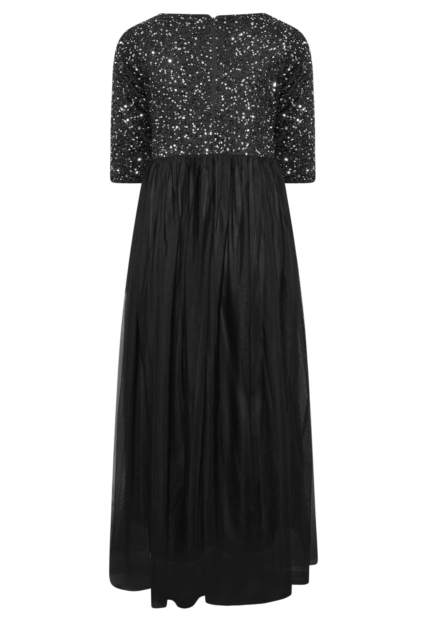 LUXE Curve Black Sequin Hand Embellished Maxi Dress 5 LUXE Curve Black Sequin Hand Embellished Maxi Dress - Image 5