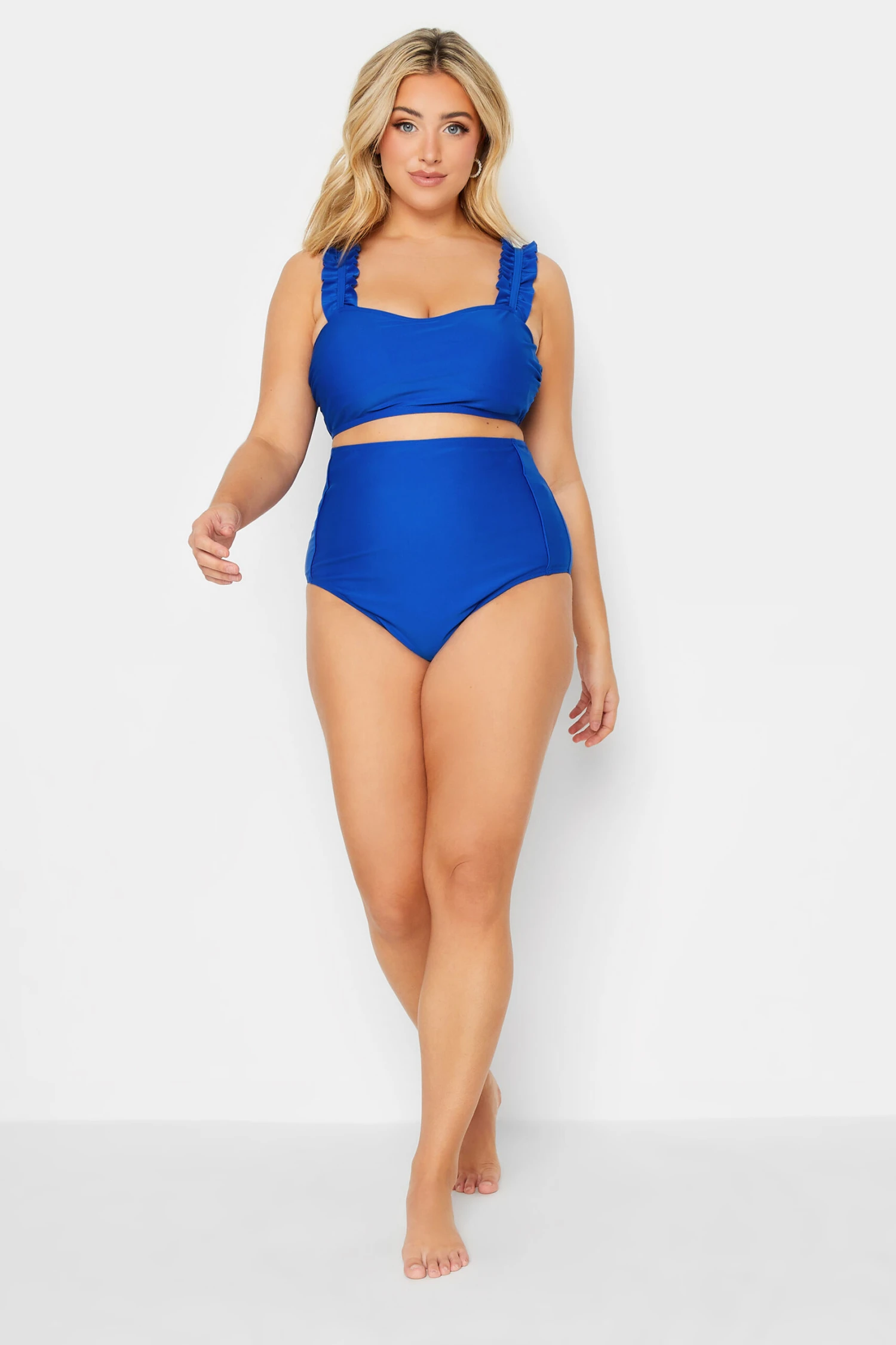 YOURS Curve Cobalt Blue Frill Strap Bikini Top 1 YOURS Curve Cobalt Blue Frill Strap Bikini Top
