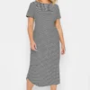 YOURS PETITE Curve Black Stripe Midaxi Dress