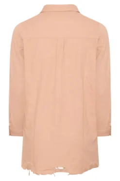 YOURS Curve Pink Distressed Denim Shirt -Outlet Stylo Wise Store 9d6f3306 11d4 45 131436 BK scaled