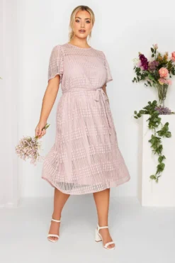 YOURS LONDON Curve Light Pink Lace Skater Dress