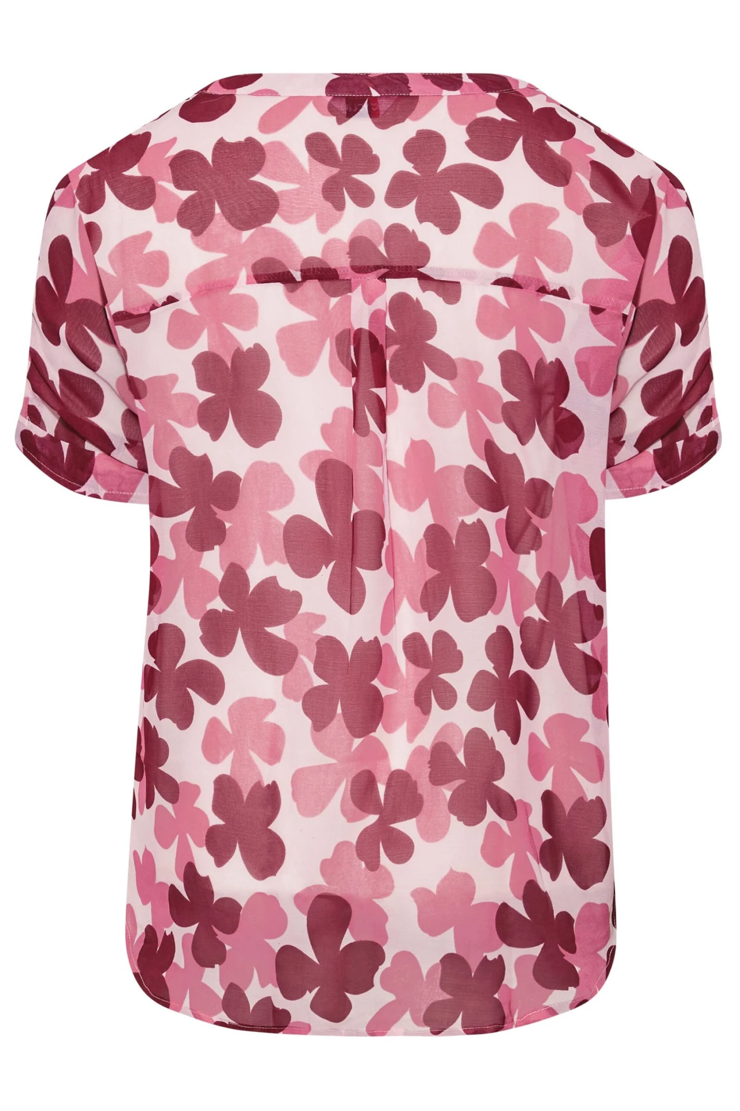 YOURS Curve Pink Floral Print Chiffon Grown On Sleeve Shirt 6 YOURS Curve Pink Floral Print Chiffon Grown On Sleeve Shirt - Image 6