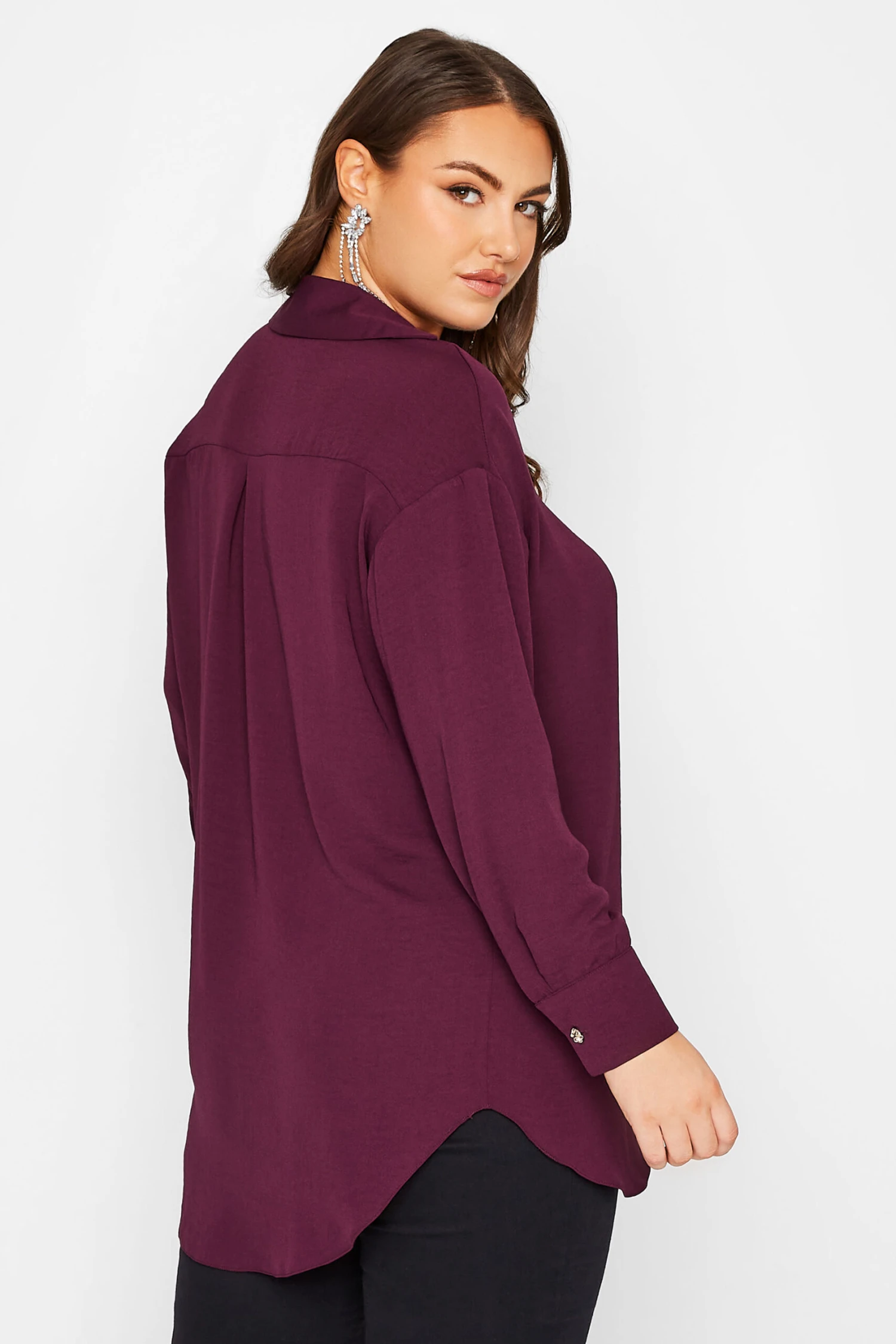 YOURS LONDON Curve Purple Button Pleat Front Blouse 2 YOURS LONDON Curve Purple Button Pleat Front Blouse - Image 2
