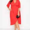 YOURS LONDON Curve Bright Red Midi Wrap Dress