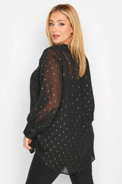 Curve Black & Gold Diamond Print Balloon Sleeve Shirt -Outlet Stylo Wise Store a0676c8c 8983 4b 174168 C scaled