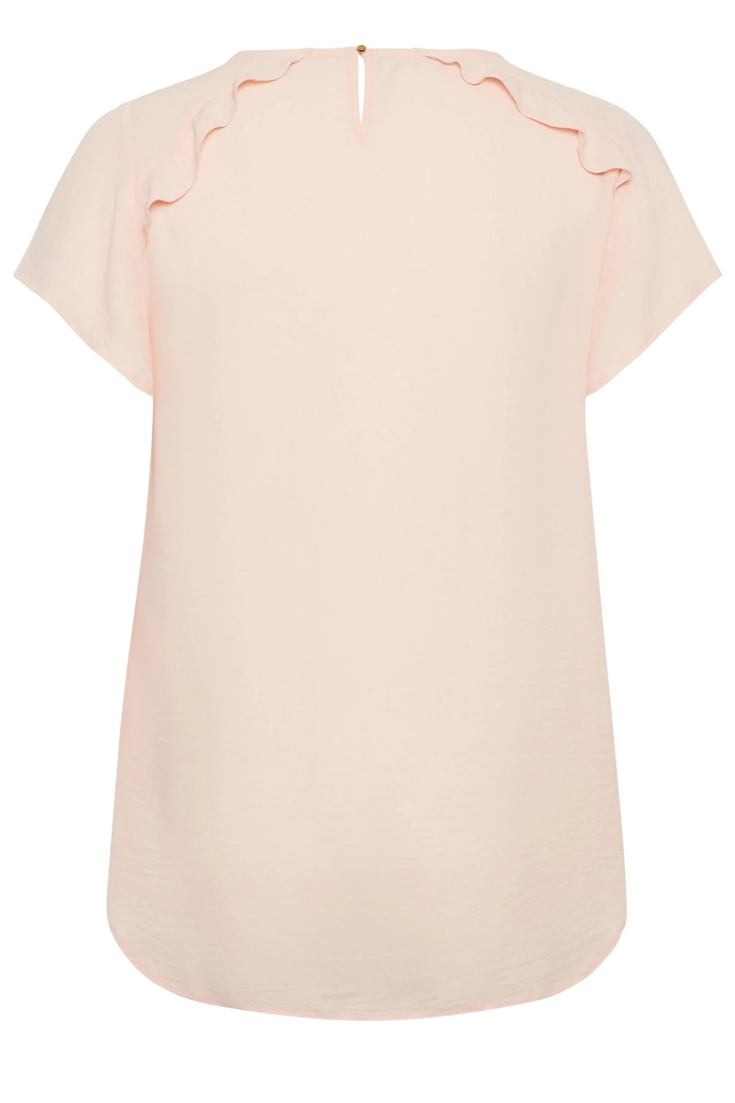 YOURS Curve Pink Frill Short Sleeve Blouse 6 YOURS Curve Pink Frill Short Sleeve Blouse - Image 6