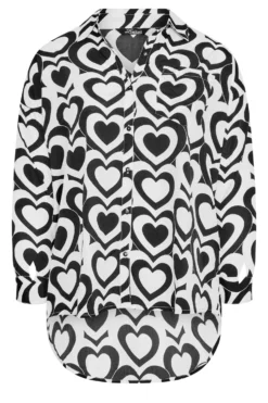 LIMITED COLLECTION Curve White & Black Retro Heart Print Shirt -Outlet Stylo Wise Store a17d3414 a804 42 214904 X scaled