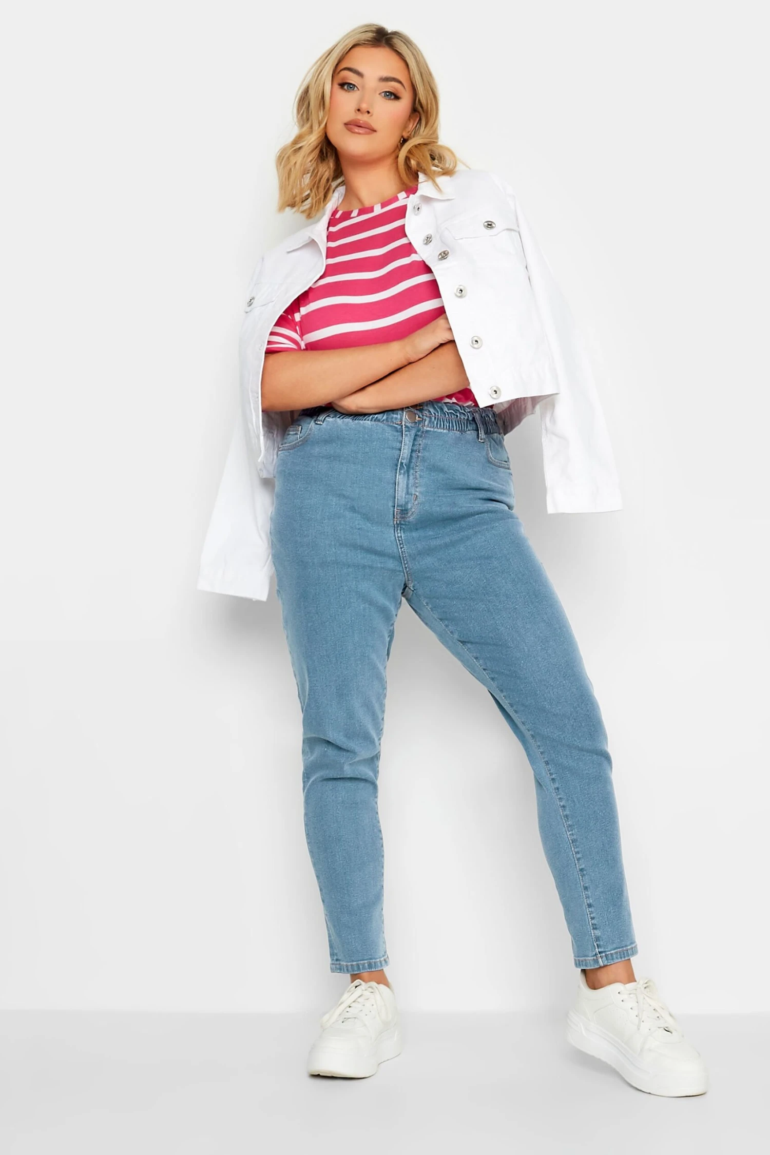 YOURS Curve Light Blue Stretch Elasticated Waist MOM Jeans 2 YOURS Curve Light Blue Stretch Elasticated Waist MOM Jeans - Image 2