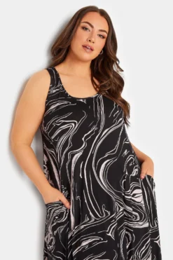 YOURS Curve Black Marble Print Sleeveless Drape Pocket Midi Dress -Outlet Stylo Wise Store a2e81e2e dcb8 4a 137535 D scaled