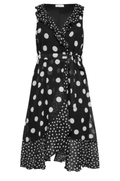 YOURS LONDON Curve Black Polka Dot Print Double Ruffle Wrap Dress -Outlet Stylo Wise Store a481f4c4 3053 4c 162055 X scaled