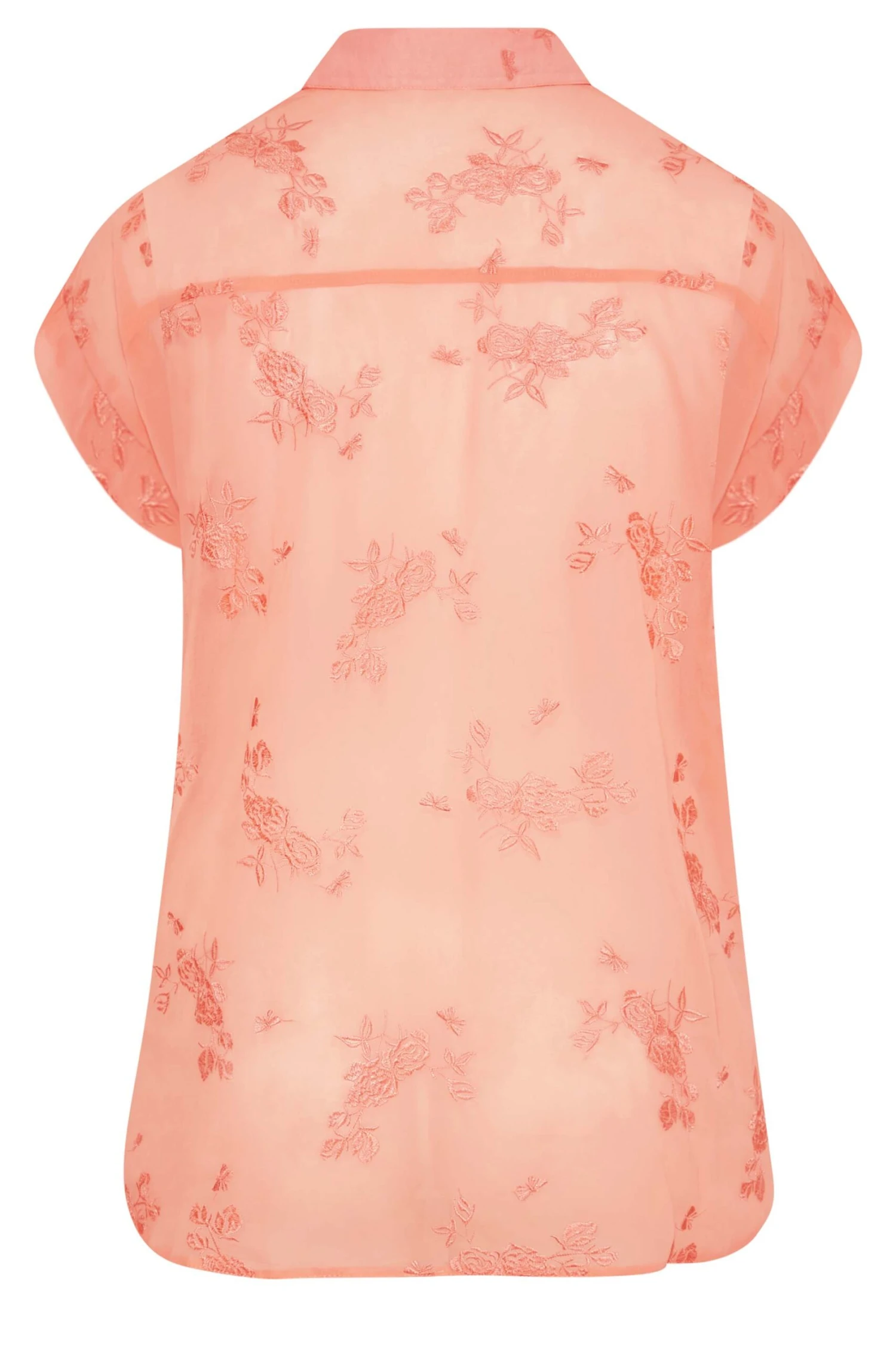 YOURS Curve Pink Floral Print Embroidered Shirt 6 YOURS Curve Pink Floral Print Embroidered Shirt - Image 6