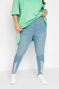 YOURS Curve Light Blue Distressed Hem GRACE Jeggings -Outlet Stylo Wise Store a60b13c0 d60c 41 143266 A scaled
