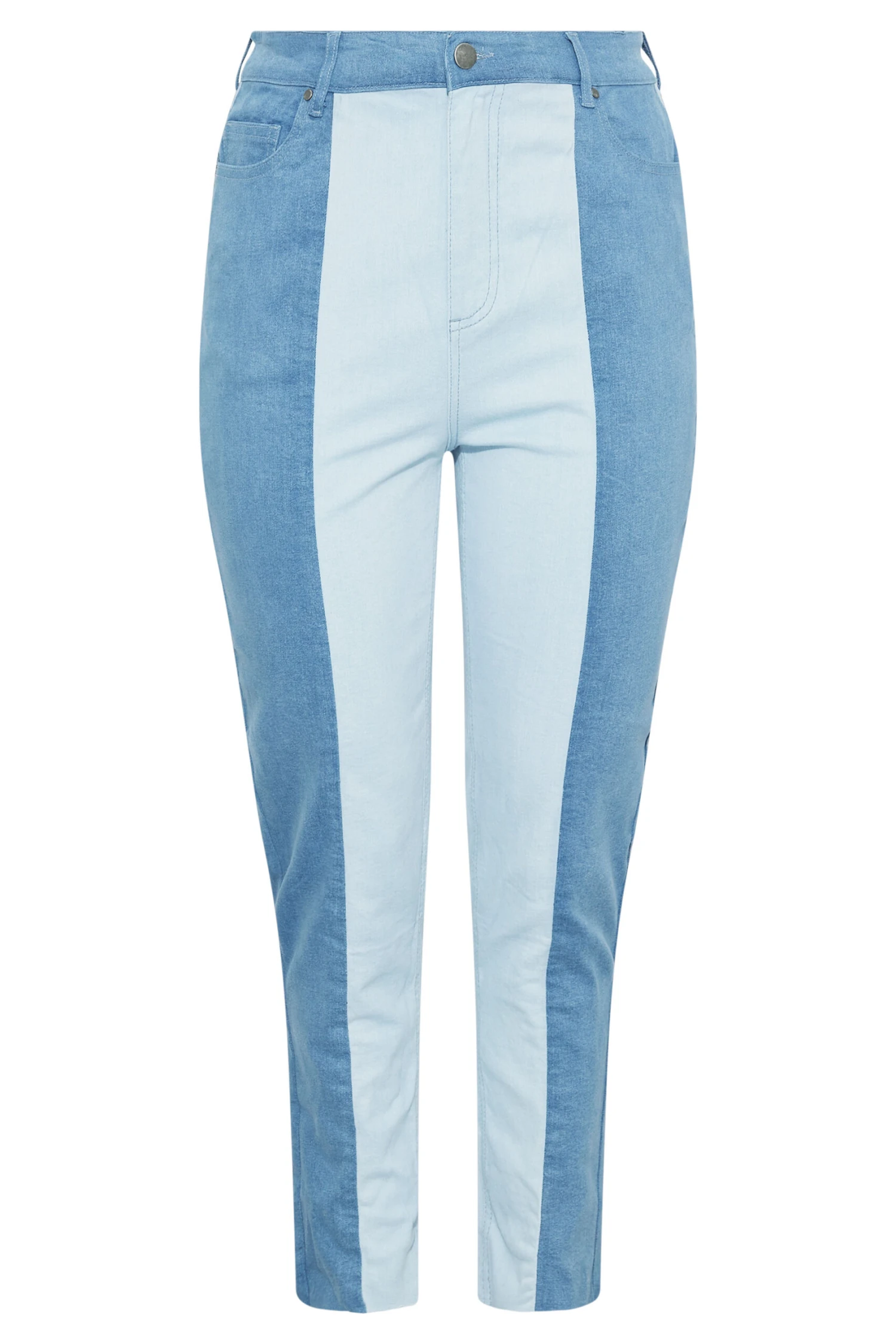 YOURS Curve Blue Two Tone Stretch MOM Jeans 3 YOURS Curve Blue Two Tone Stretch MOM Jeans - Image 3