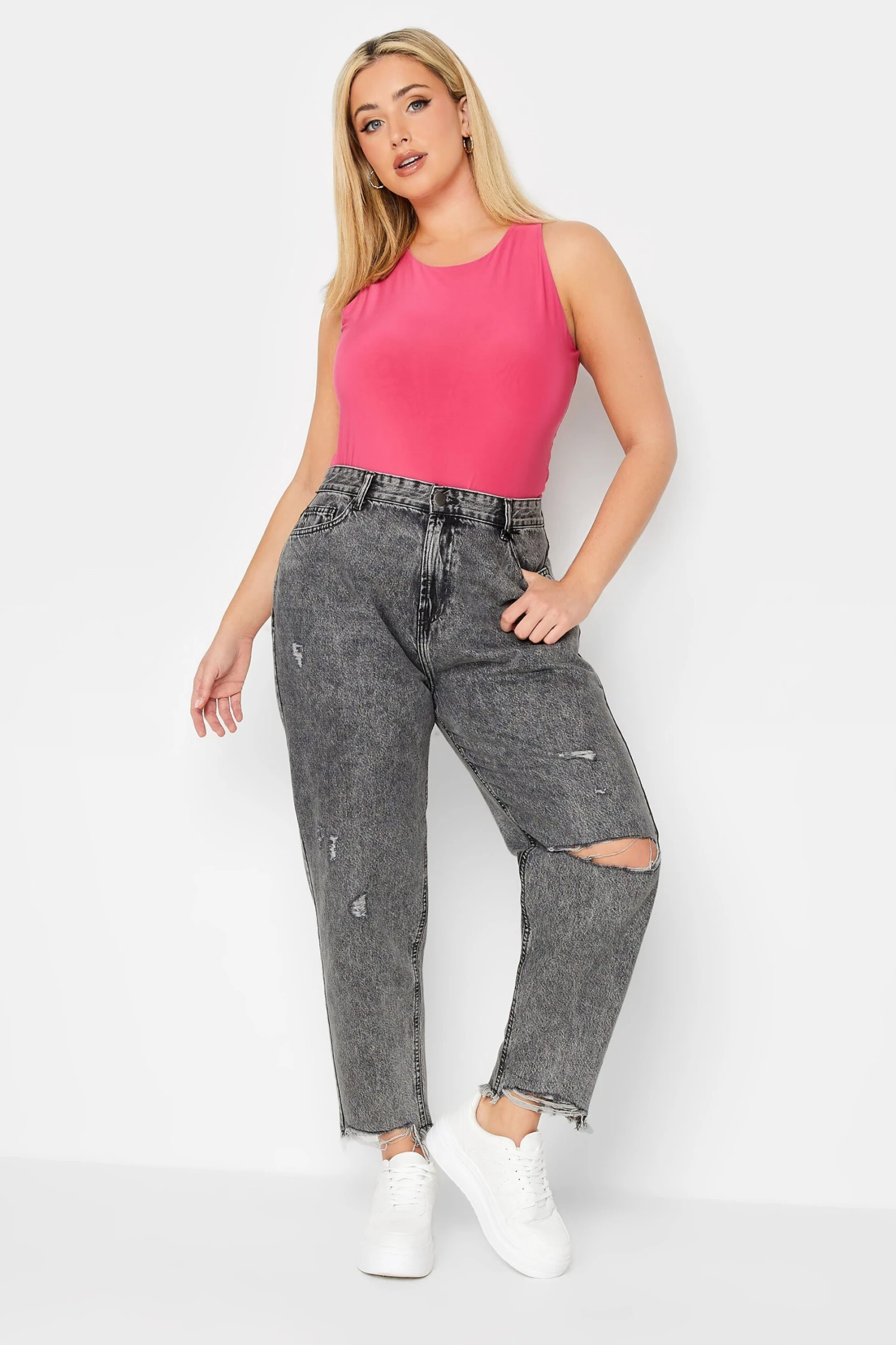 YOURS Curve Grey Ripped MOM Jeans 1 YOURS Curve Grey Ripped MOM Jeans