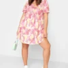 LIMITED COLLECTION Curve Pink Ditsy Floral Sweetheart Dress