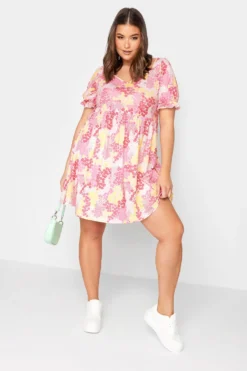 LIMITED COLLECTION Curve Pink Ditsy Floral Sweetheart Dress