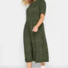 YOURS Curve Green Leopard Print Midi Smock Dress