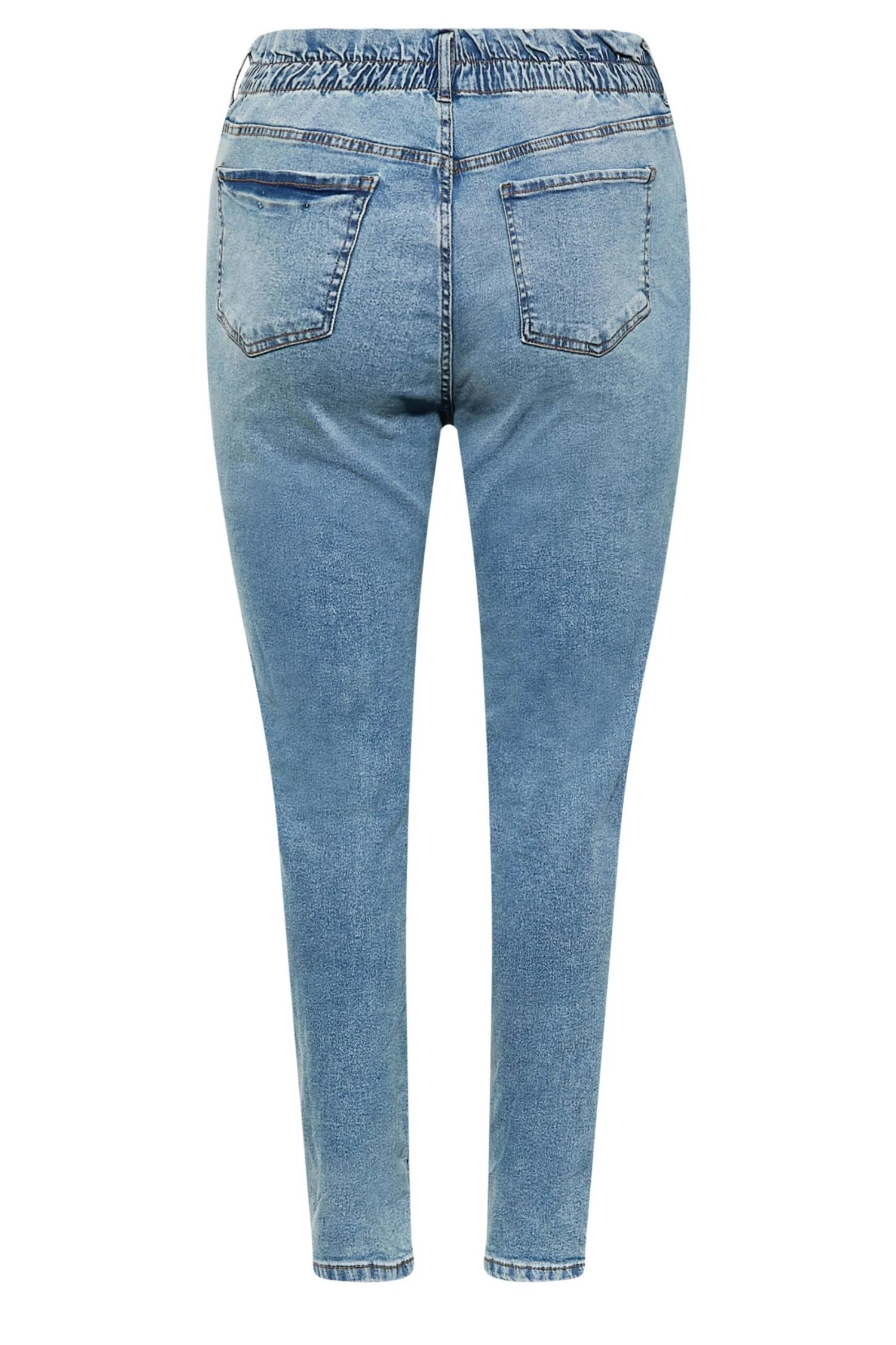 YOURS Curve Blue Ripped Elasticated Stretch MOM Jeans 6 YOURS Curve Blue Ripped Elasticated Stretch MOM Jeans - Image 6