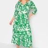 YOURS Curve Green Floral Split Front Dress