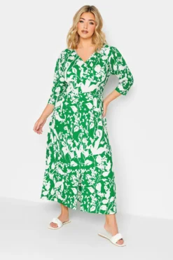 YOURS Curve Green Floral Split Front Dress