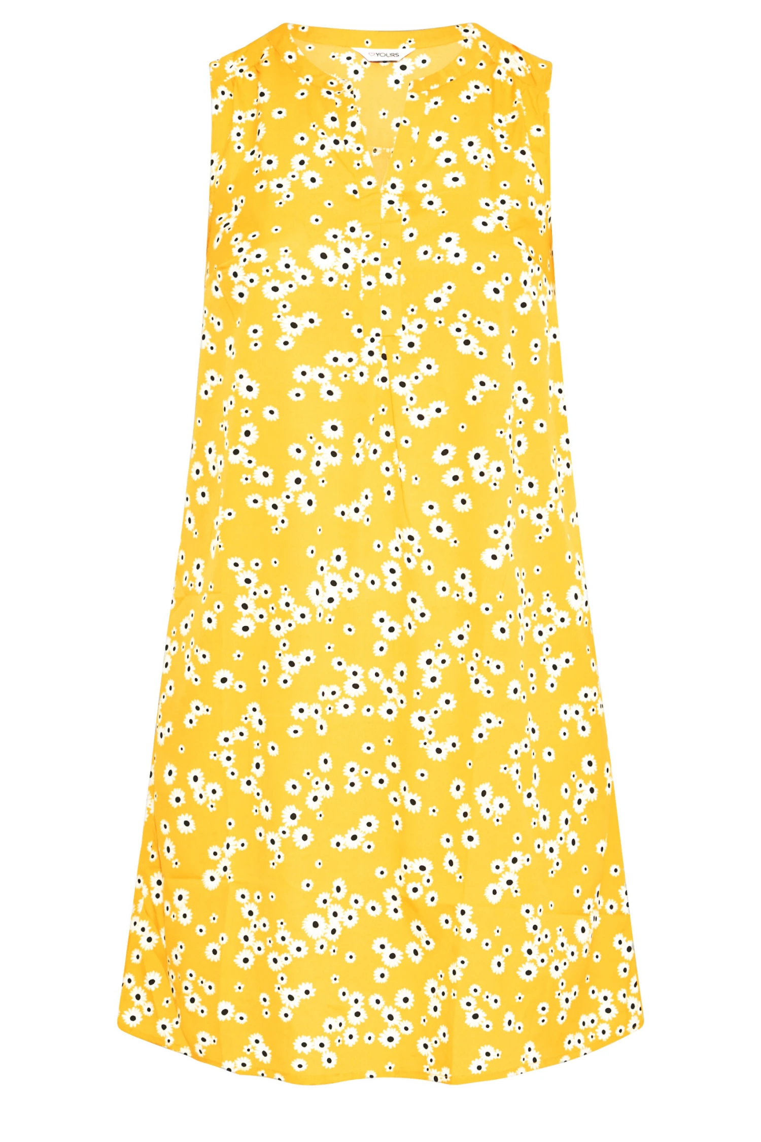 YOURS Curve Yellow Daisy Print Sleeveless Shirt Dress 5 YOURS Curve Yellow Daisy Print Sleeveless Shirt Dress - Image 5