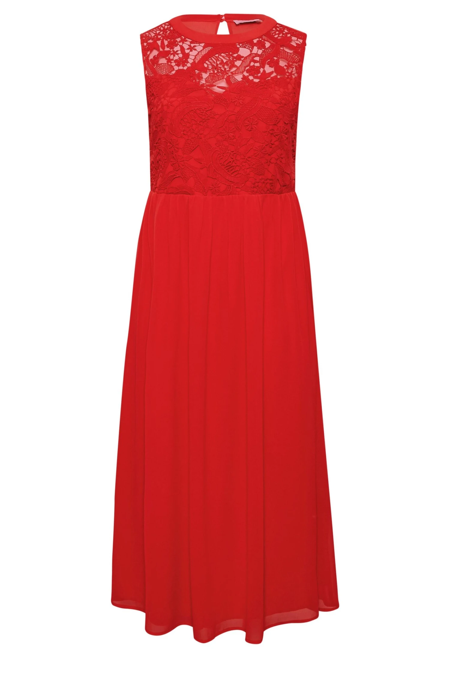 YOURS LONDON Curve Red Lace Front Chiffon Maxi Dress 6 YOURS LONDON Curve Red Lace Front Chiffon Maxi Dress - Image 6