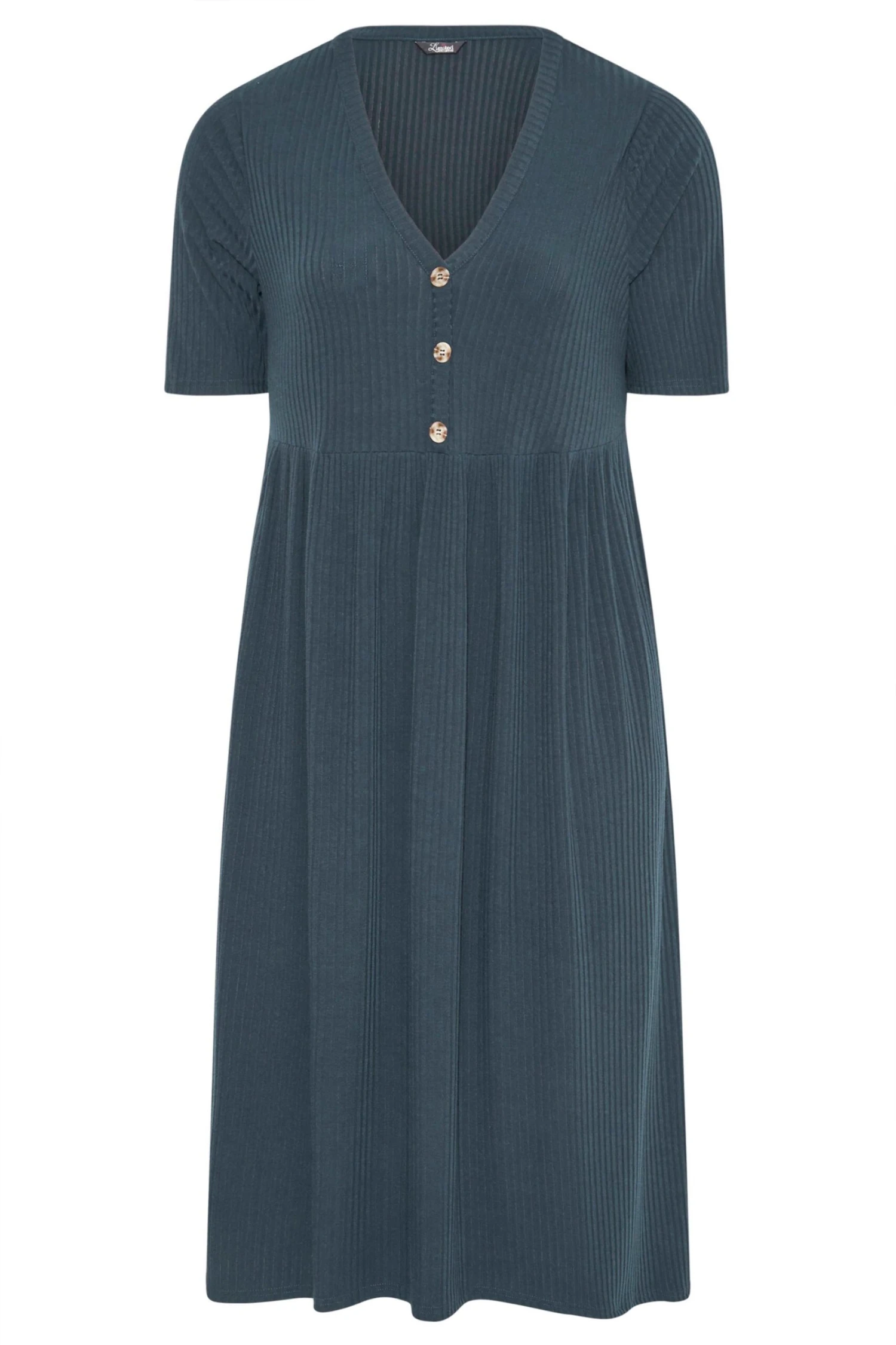 LIMITED COLLECTION Curve Navy Blue Ribbed Peplum Midi Dress 5 LIMITED COLLECTION Curve Navy Blue Ribbed Peplum Midi Dress - Image 5