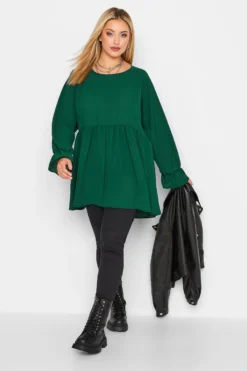 LIMITED COLLECTION Curve Forest Green Peplum Blouse