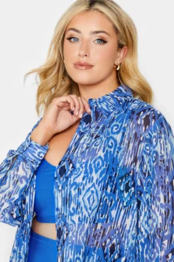 YOURS Curve Blue Aztec Border Print Longline Beach Shirt -Outlet Stylo Wise Store afcf4e07 39eb 4d 150338 D scaled