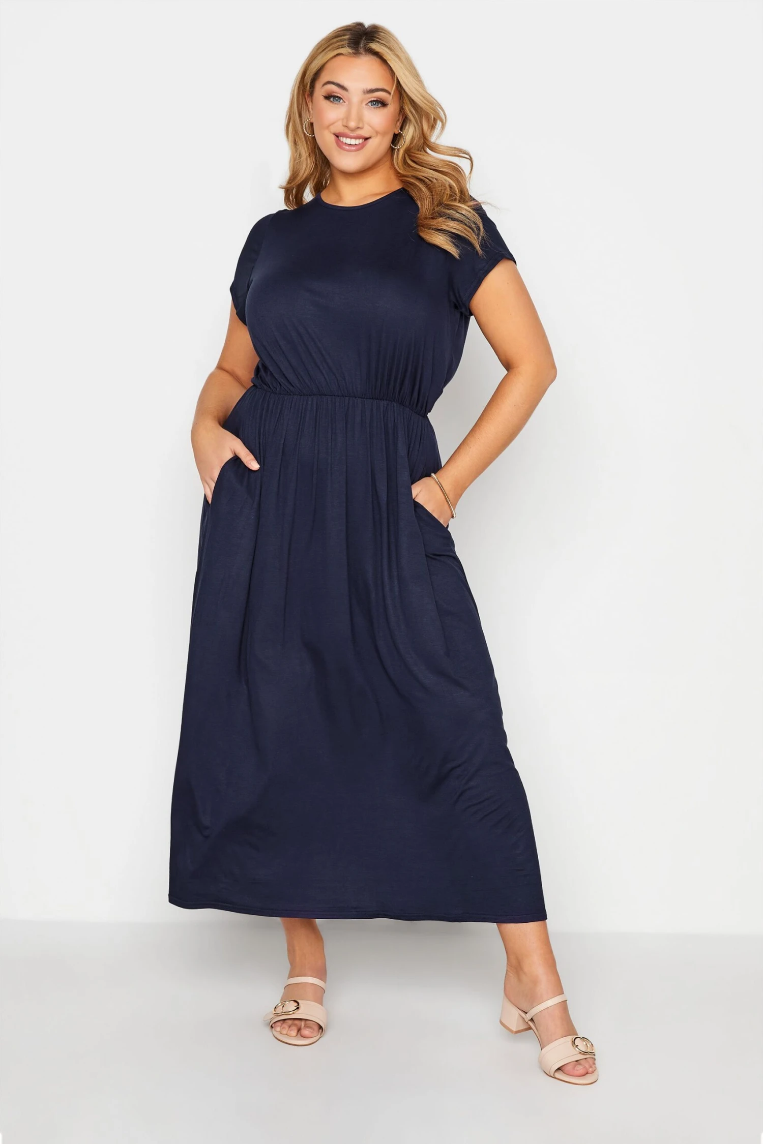 YOURS LONDON Curve Navy Blue Pocket Maxi Dress 6 YOURS LONDON Curve Navy Blue Pocket Maxi Dress - Image 6