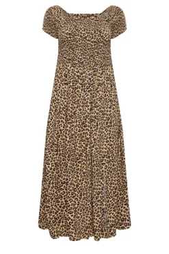 YOURS Curve Brown Leopard Print Shirred Maxi Dress -Outlet Stylo Wise Store b12a32b6 566a 44 137345 X scaled