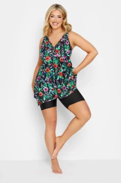 YOURS Curve Black High Waist Swim Shorts