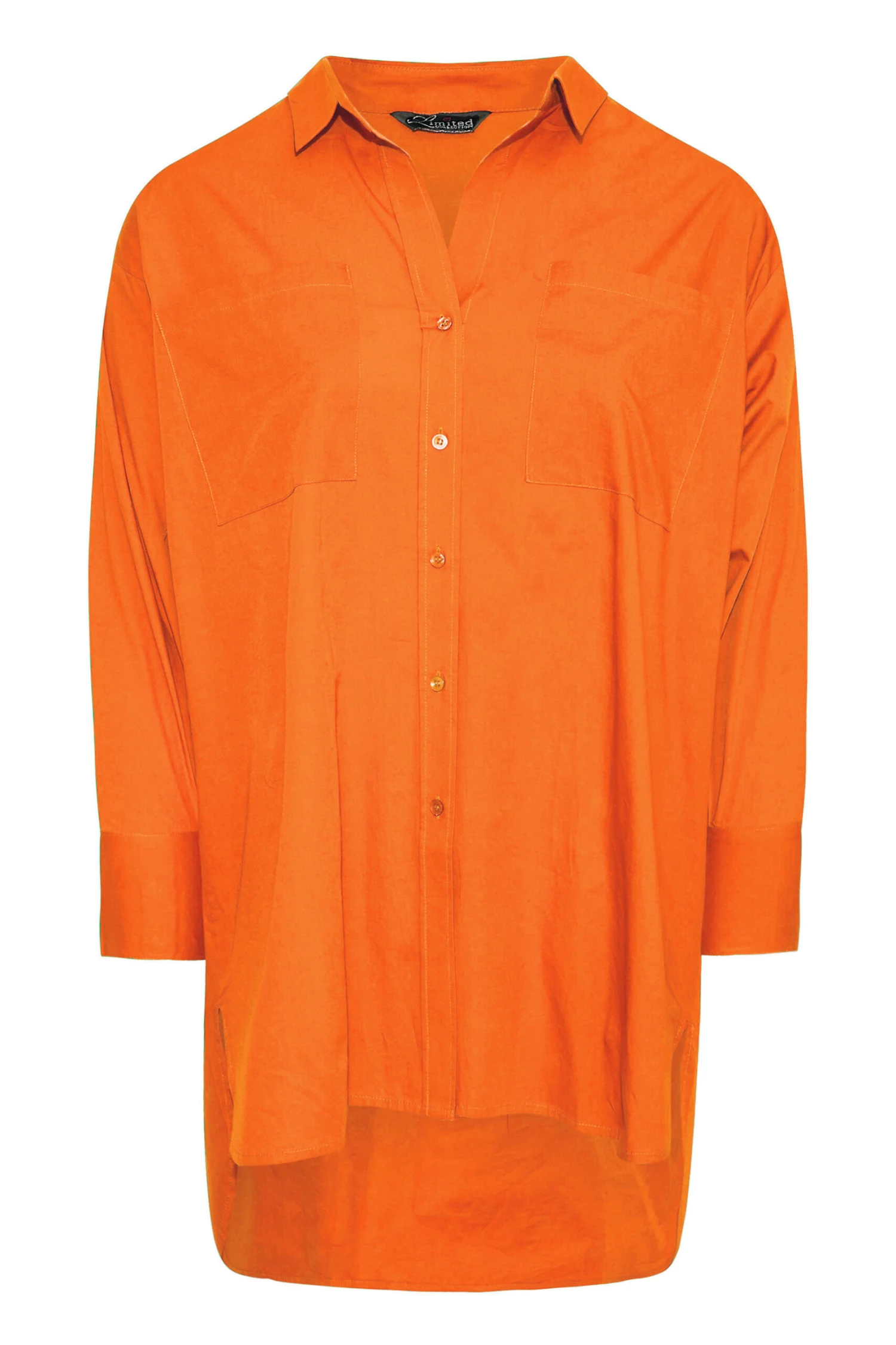 LIMITED COLLECTION Curve Bright Orange Oversized Boyfriend Shirt 6 LIMITED COLLECTION Curve Bright Orange Oversized Boyfriend Shirt - Image 6